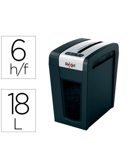 Destructora de documentos rexel secure mc6-sl eu capacidad 6 hojas grapas clips tarjetas y cd 18 l