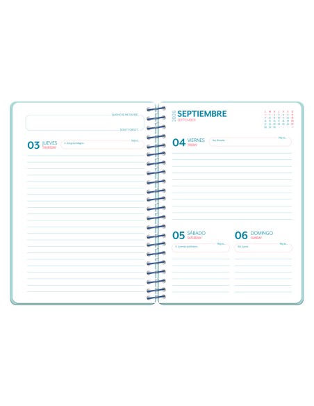 Agenda escolar liderpapel 26-27 espiral sports dia pagina a5 bilingue 80g papel fsc azul perro