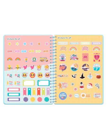 Agenda escolar liderpapel 26-27 espiral cottage dia pagina a5 bilingue 80g papel fsc azul corazones