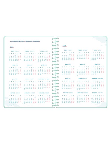 Agenda escolar liderpapel 26-27 espiral petite semana vista a5 bilingue 80g papel fsc verde