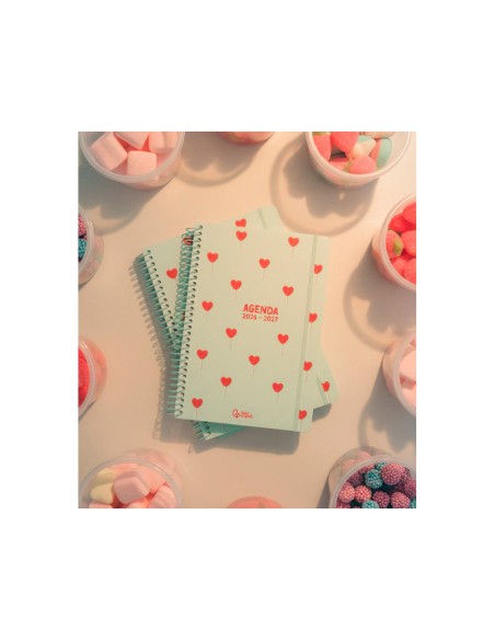 Agenda escolar liderpapel 26-27 espiral petite semana vista a5 bilingue 80g papel fsc verde