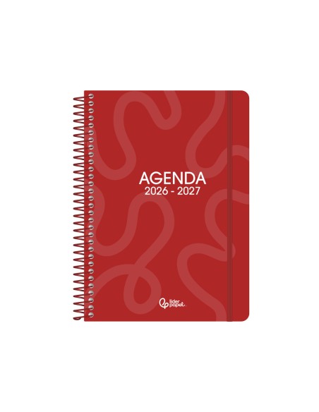 Agenda escolar liderpapel 26-27 espiral classic 2 dias pagina a5 bilingue 70g papel fsc rojo