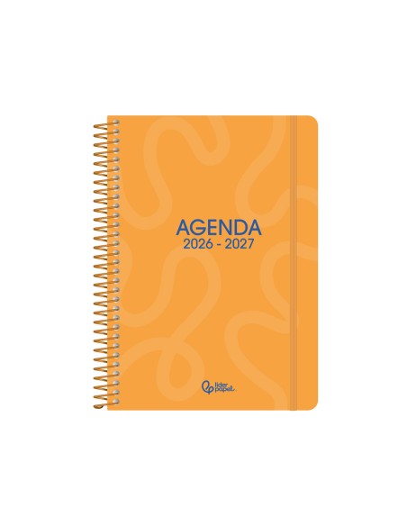 Agenda escolar liderpapel 26-27 espiral classic semana vista a5 bilingue 70g papel fsc naranja