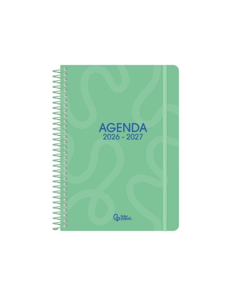 Agenda escolar liderpapel 26-27 espiral classic semana vista a5 bilingue 70g papel fsc verde