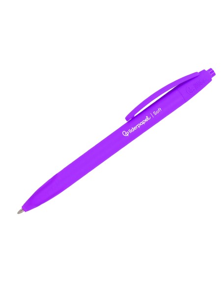 Boligrafo liderpapel retractil con clip acabado soft touch punta 1 mm expositor de 96 unidades colores surtidos