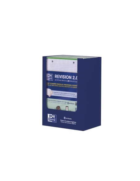 Ficha de revision oxford flashcards 2.0 148x210 mm 250 g cuadricula 5mm color verde menta paquete de 30 unidades