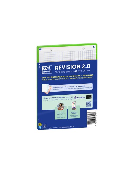 Ficha de revision oxford flashcards 2.0 148x210 mm 250 g cuadricula 5mm color verde menta paquete de 30 unidades