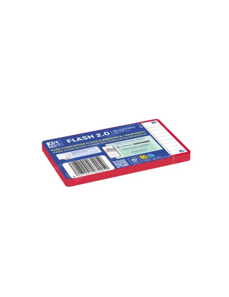 Ficha de revision oxford flashcards 2.0 75x125 mm 250 g rayado horizontal color rojo paquete de 30 unidades