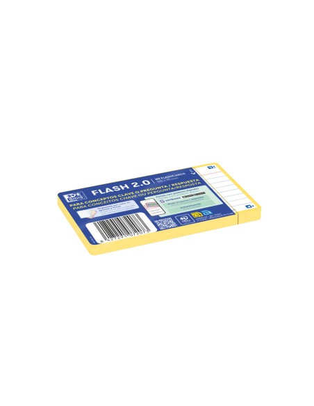 Ficha de revision oxford flashcards 2.0 75x125 mm 250 g rayado horizontal color amarillo paquete de 30