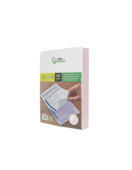 Papel autocopiativo liderpapel a4 prealzado duplicado blanco y rosa 80 g 500 hojas (250 juegos)