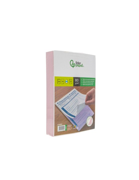 Papel autocopiativo liderpapel a4 prealzado duplicado blanco y rosa 80 g 500 hojas (250 juegos)