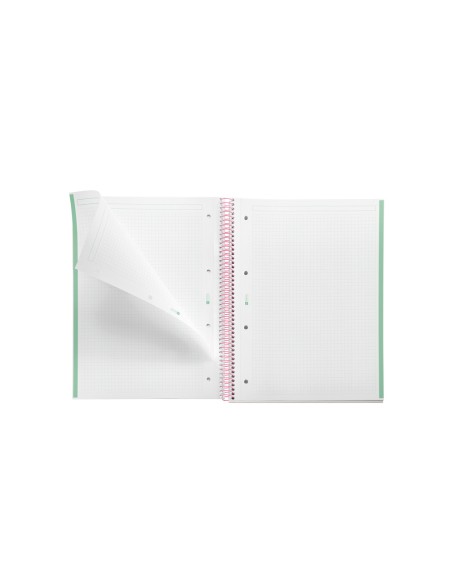 Cuaderno espiral miquelrius din a4 80 hojas cuadro 5 mm 90 gr gradient rosa verde menta