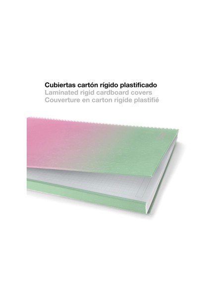 Cuaderno espiral miquelrius din a4 80 hojas cuadro 5 mm 90 gr gradient rosa verde menta