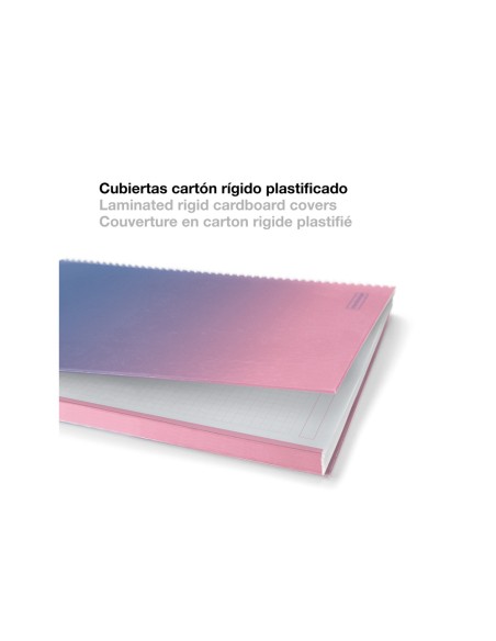 Cuaderno espiral miquelrius din a4 80 hojas cuadro 5 mm 90 gr gradient rosa/azul