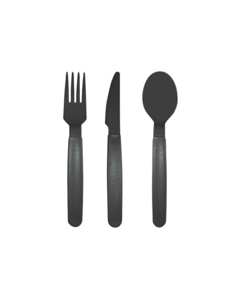 Cubierto polipropileno archivo 2000 libre bpa pack 1 cuchara + 1 tenedor + 1 cuchillo 18,5 cm color gris