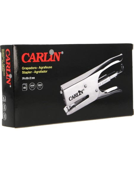 Grapadora carlin de tenaza capacidad 40 hojas usa grapas 24/6 26/6
