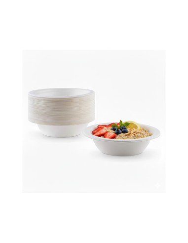 Plato de fibra bio bol 340/350 cc paquete de 50...