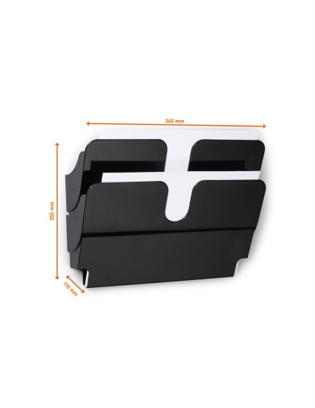 Expositor de mural durable flexiplus a4 horizontal doble magnetico negro