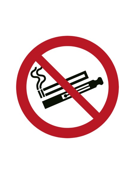Pictograma djois prohibido el uso de cigarrillos electronicos o vapeadores 100 mm diametro