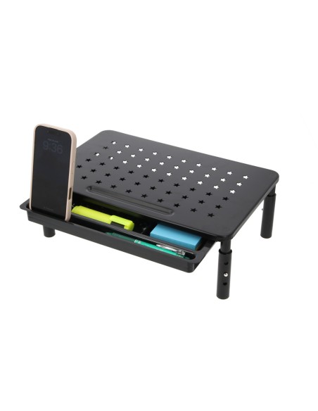 Soporte q-connect para monitor metalico regulable en altura con bandeja 370x235x145 mm
