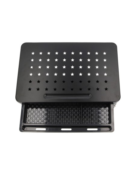 Soporte q-connect para monitor metalico regulable en altura con bandeja 370x235x145 mm