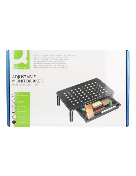 Soporte q-connect para monitor metalico regulable en altura con bandeja 370x235x145 mm