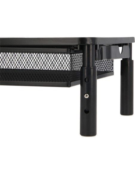 Soporte q-connect para monitor metalico regulable en altura con cajon y dos soportes para movil