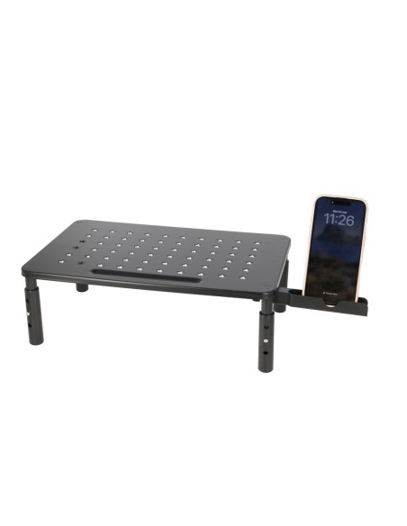 Soporte q-connect para monitor metalico regulable en altura con soporte para movil 371x235x145 mm