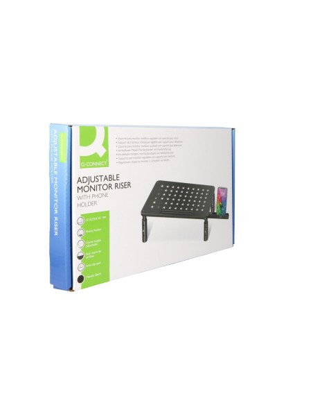 Soporte q-connect para monitor metalico regulable en altura con soporte para movil 371x235x145 mm