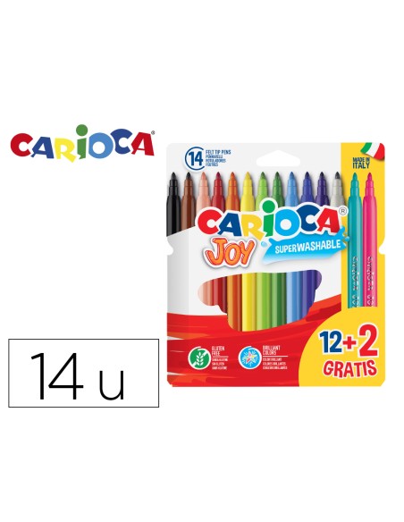 Rotulador carioca joy estuche de 12 unidades colores surtidos + 2 gratis