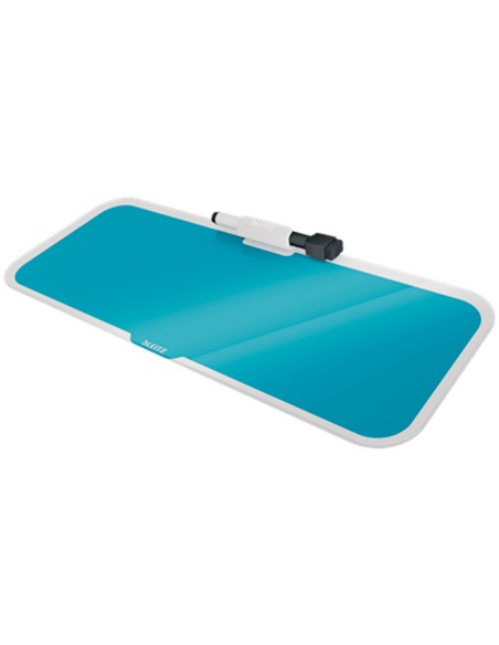Pizarra leitz cosy sobremesa cristal con rotulador y borrador azul 150x60x380 mm