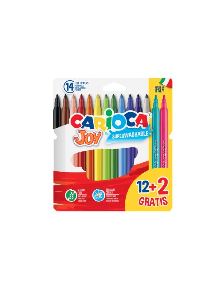 Rotulador carioca joy estuche de 12 unidades colores surtidos + 2 gratis