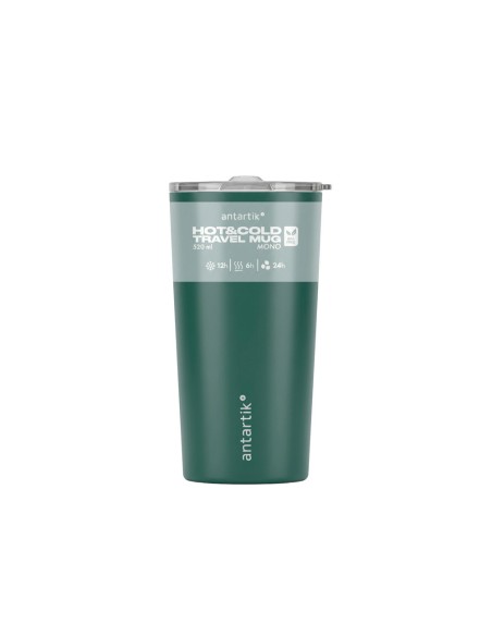 Vaso termico antartik mono tapa hermetica acero inoxidable libre de bpa verde militar 520 ml