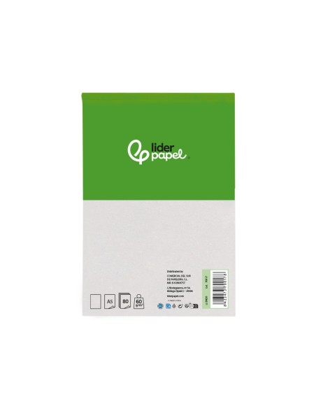 Bloc notas liderpapel liso a5 80 hojas 60 g/m2 perforado sin tapa