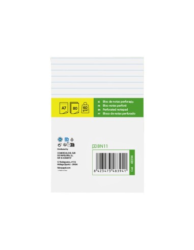 Bloc notas liderpapel horizontal a7 80 hojas...
