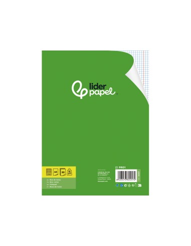 Bloc notas liderpapel cuadro 5mm a4 80 hojas...