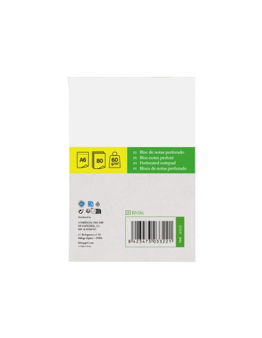 Bloc notas liderpapel liso a6 80 hojas 60g/m2...