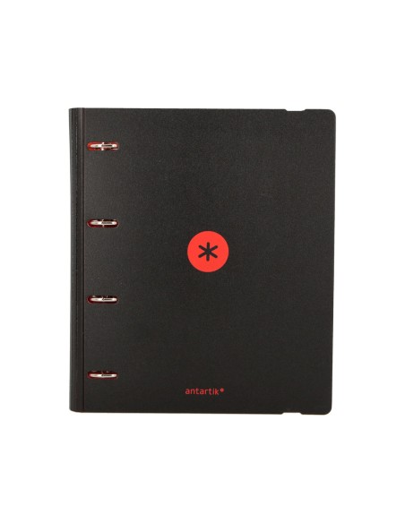 Carpeta con recambio antartik a4 cuadro 5mm foam 4 anillas 35mm mixtas bicolor negro rojo