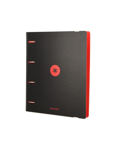 Carpeta con recambio antartik a4 cuadro 5mm foam 4 anillas 35mm mixtas bicolor negro rojo