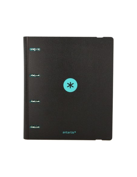 Carpeta con recambio antartik a4 cuadro 5mm foam 4 anillas 35mm mixtas bicolor negro menta
