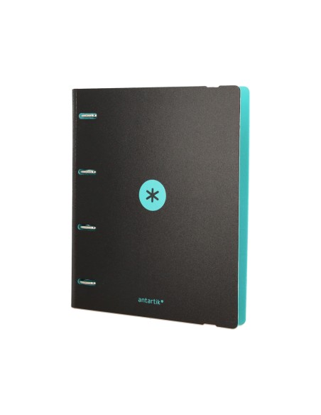 Carpeta con recambio antartik a4 cuadro 5mm foam 4 anillas 35mm mixtas bicolor negro menta