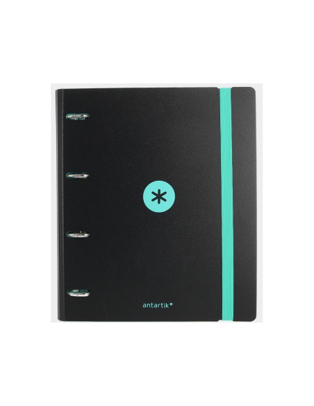 Carpeta con recambio antartik a4 cuadro 5mm foam 4 anillas 35mm mixtas bicolor negro menta