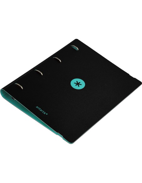 Carpeta con recambio antartik a4 cuadro 5mm foam 4 anillas 35mm mixtas bicolor negro menta
