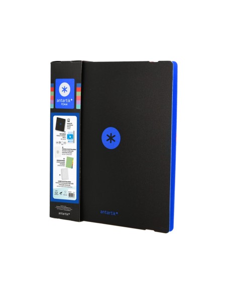 Carpeta con recambio antartik a4 cuadro 5mm foam 4 anillas 35mm mixtas bicolor negro azul