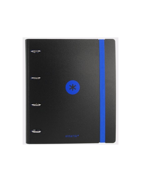 Carpeta con recambio antartik a4 cuadro 5mm foam 4 anillas 35mm mixtas bicolor negro azul