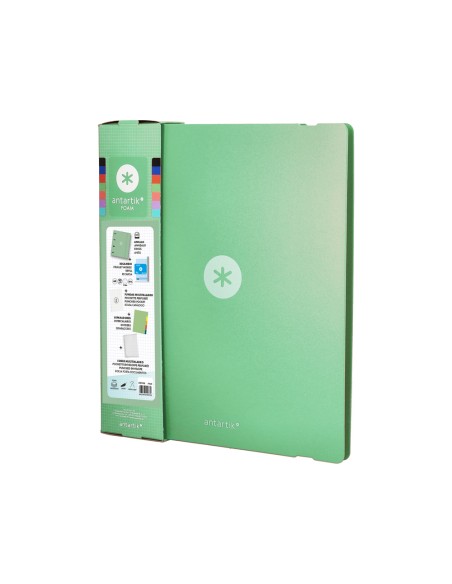 Carpeta con recambio antartik a4 cuadro 5mm foam 4 anillas 35mm mixtas color verde matcha