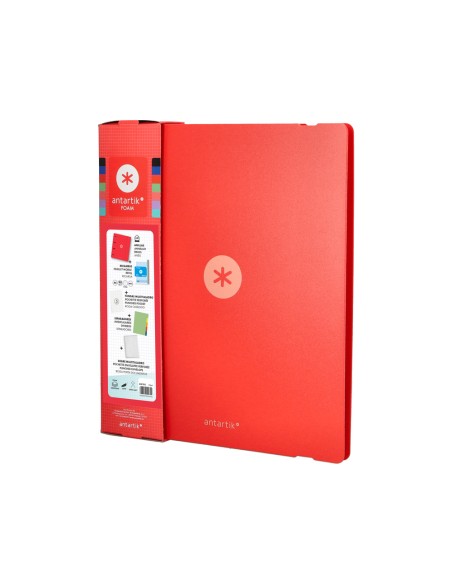 Carpeta con recambio antartik a4 cuadro 5mm foam 4 anillas 35mm mixtas color rojo
