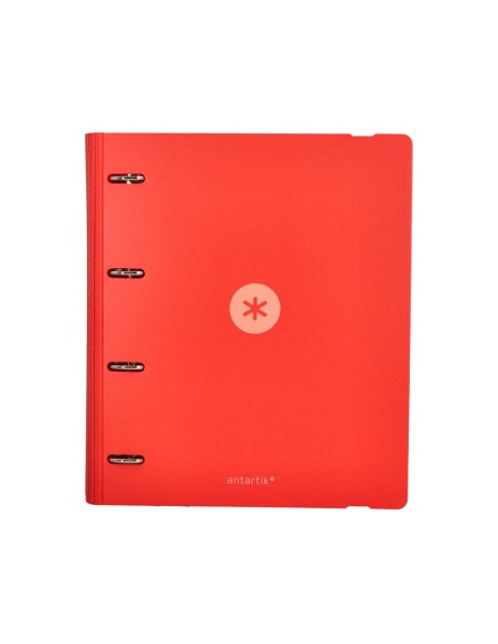 Carpeta con recambio antartik a4 cuadro 5mm foam 4 anillas 35mm mixtas color rojo