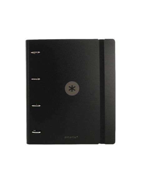 Carpeta con recambio antartik a4 cuadro 5mm foam 4 anillas 35mm mixtas color negro