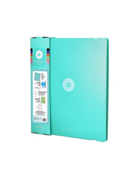 Carpeta con recambio antartik a4 cuadro 5mm foam 4 anillas 35mm mixtas color menta